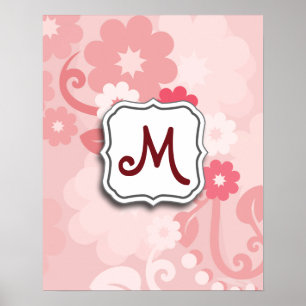 Het BloemenRoze van de abstracte Werveling met Mon Poster