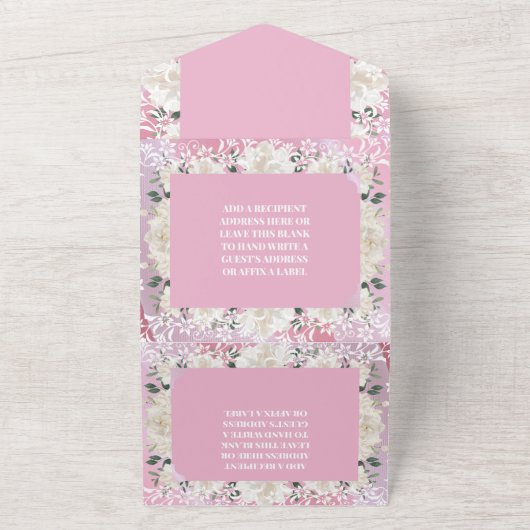 Het bloemenscript in één huwelijksuitnodiging all in one uitnodiging (Buitenkant)