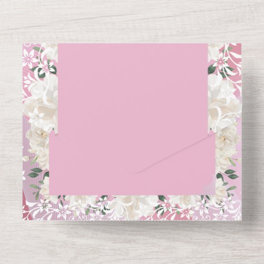 Het bloemenscript in één huwelijksuitnodiging all in one uitnodiging (Achterkant)