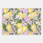 Het bloesem van de zomer Lemon op de lila Inpakpapier Vel (Voorkant)