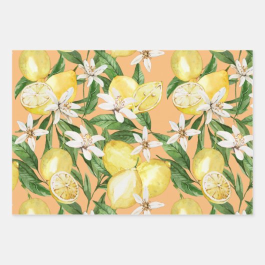 Het bloesem van de zomer Lemon op sinaasappel Inpakpapier Vel (Voorkant)