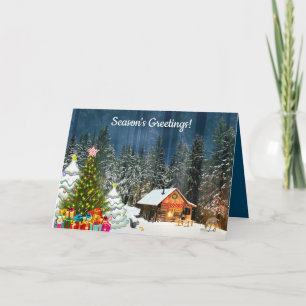 Het blokhut Kerstmis Kaart