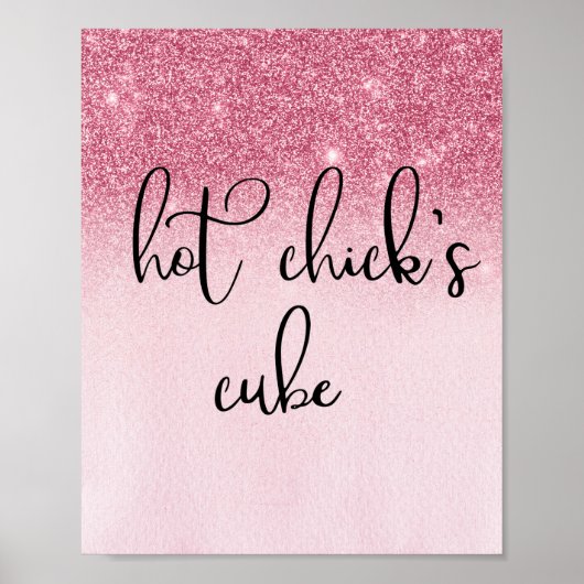 Het Blokje van de Hete Chick Roze Werkhok Grappig  Poster (Voorkant)