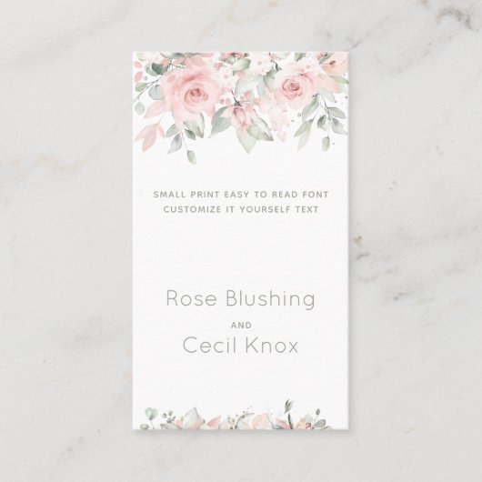 Het blozen Rozen 2 Wedden past het zelf aan Visitekaartje (Voorkant)