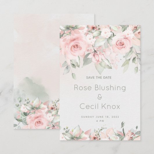 Het blozen Rozen Bieden sparen de Kaart van de Dat (Voorkant / Achterkant)