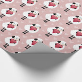 Het blozen Schapen & het Roze Patroon van Harten Cadeaupapier (Hoek)