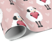 Het blozen Schapen & het Roze Patroon van Harten Cadeaupapier (Rol Hoek)