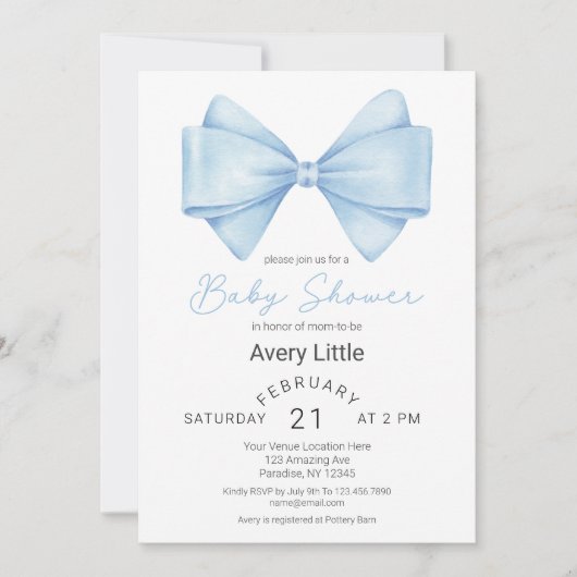 Het Blue Bow Boy Baby shower Kaart (Voorkant)