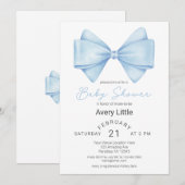 Het Blue Bow Boy Baby shower Kaart (Voorkant / Achterkant)