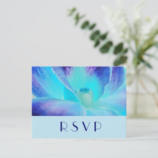 Het Blue Orchid RSVP Briefkaart (Staand voorkant)