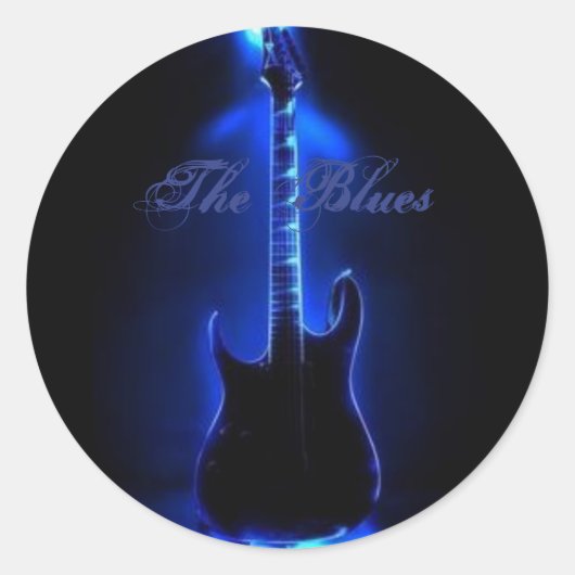 Het blues gitaar Afbeelding op ronde stikker Ronde Sticker (Voorkant)