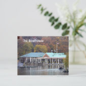 Het Boathouse in het park, foto Herfst Briefkaart (Staand voorkant)