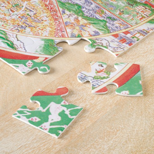 Het boeddhistische wiel van het leven legpuzzel (Zijkant)