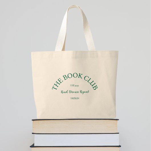Het boek Club Green Crest Lees Bespreek Herhaling Grote Tote Bag