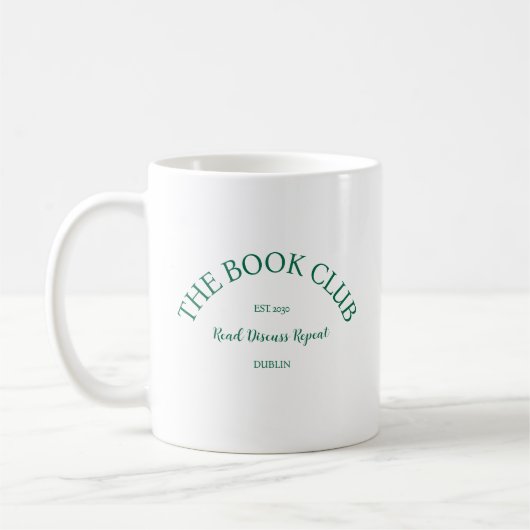 Het boek Club Green Crest Lees Bespreek Herhaling Koffiemok (Links)