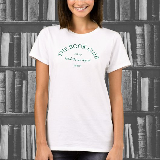 Het boek Club Green Crest Lees Bespreek Herhaling T-shirt