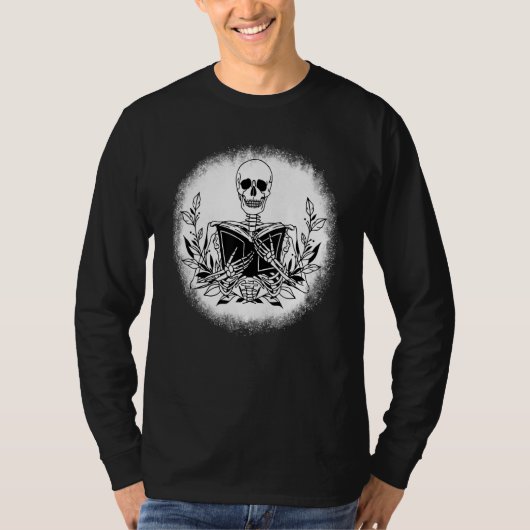Het boek van de Lezer van het Skeleton van de Boek T-shirt (Voorkant)