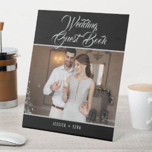 Het Boek van de Weddenschap Foto Elegant Silver Ma Reclamebord Met Voetstuk