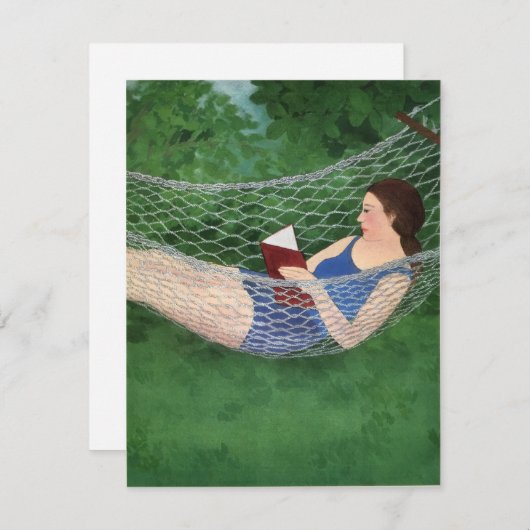 Het boek van de zomerdame in de hammock-aankondigi aankondiging (Voorkant / Achterkant)