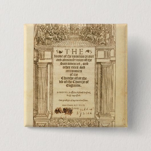 "Het boek van het gemeenschappelijk gebed" Vierkante Button 5,1 Cm (Voorkant)
