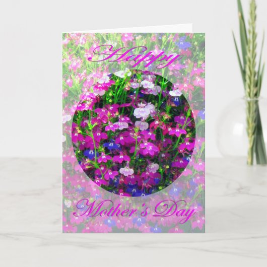 Het Boeket van het moederdag van blauw, roze en Kaart (Voorkant)