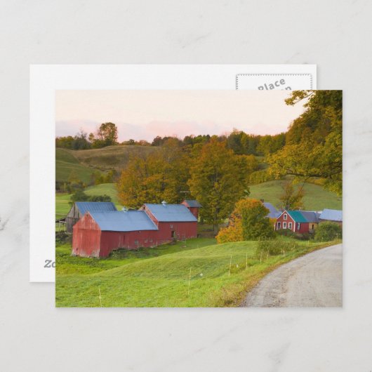 Het Boerderij Jenne in Woodstock, Vermont. Herfst. Briefkaart (Voorkant / Achterkant)