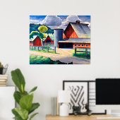 Het Boerderij Kenjiro Nomura 1934 Rustic Art Poster (Thuiskantoor)