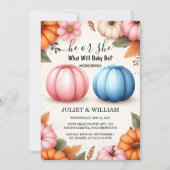 Het Boerderij Roze Blauwe Herfst Meisje Pompoen Ge Kaart (Voorkant)