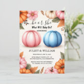 Het Boerderij Roze Blauwe Herfst Meisje Pompoen Ge Kaart (Staand voorkant)