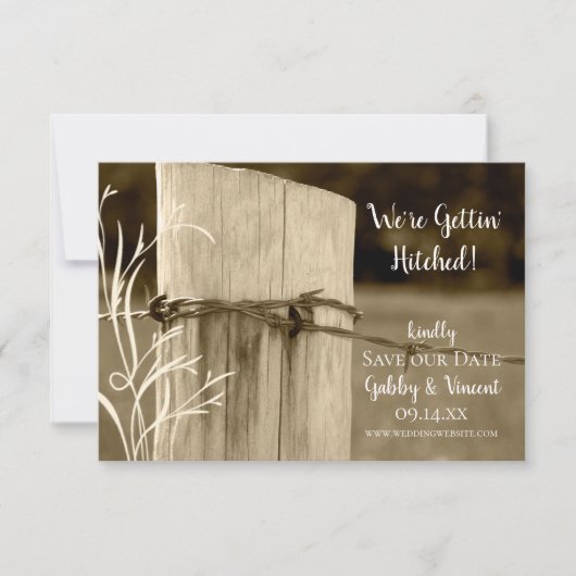 Het Boerderij van de Post van de Omheining Weddens Save The Date (Voorkant)