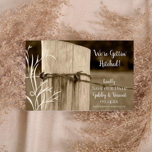 Het Boerderij van de Post van de Omheining Weddens Save The Date