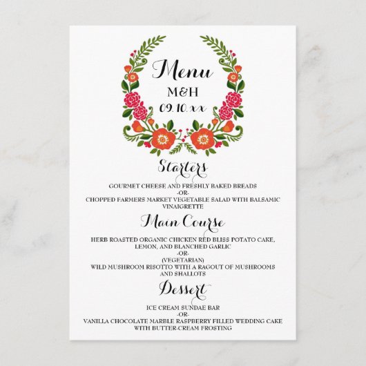 Het Bohemian Summer Wedding Collectie Menu (Voorkant)
