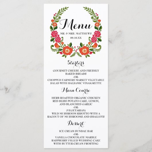 Het Bohemian Summer Wedding Collectie Menu (Voorkant)