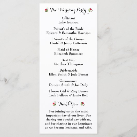 Het Bohemian Summer Wedding Collectie Programmakaart (Achterkant)