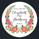 Het Bohemian Summer Wedding Collectie Ronde Sticker<br><div class="desc">Viel in stijl met deze trendy trouwstickers. Het ontwerp is gemakkelijk te personaliseren met je speciale,  gelijkmatige formulering en je gasten zullen blij zijn als ze deze geweldige stickers zien.</div>