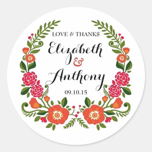 Het Bohemian Summer Wedding Collectie Ronde Sticker (Voorkant)