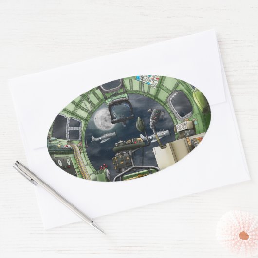 Het Bombardier's Uitzicht B-17 Ovale Sticker (Envelop)