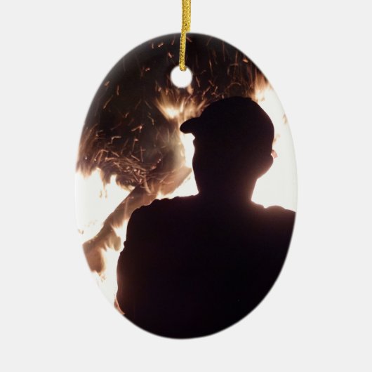 Het bonvuur bekijken keramisch ornament (Voorkant)