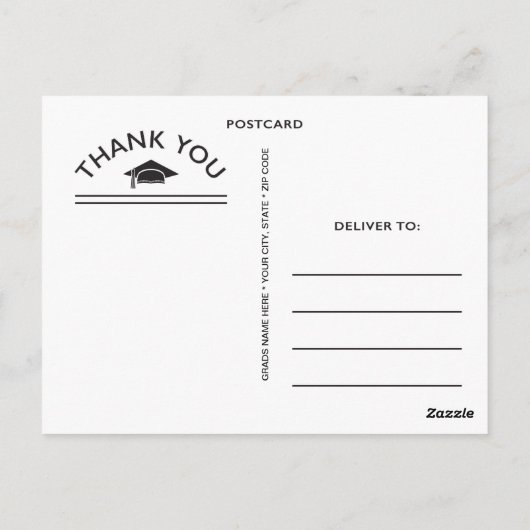 Het bord houdt Kalme Afstuderen dankt u Briefkaart (Achterkant)
