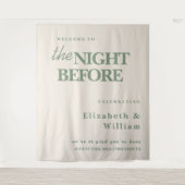 Het bord 'The Night Before' trouwfeest sagegroene Wandkleed (Voorkant)