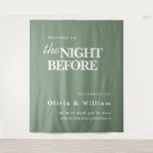 Het bord 'The Night Before' trouwfeest saliegroene Wandkleed (Voorkant)