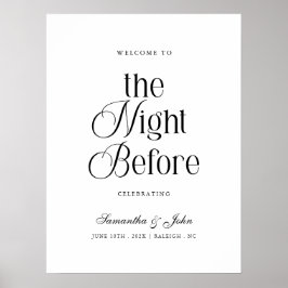 Het bord 'The Night Before' voor de repetitiediner Poster