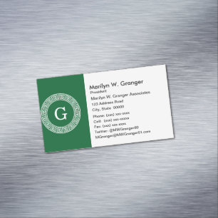 Het bos Aanvankelijke Monogram van het Lijst Rnd Magnetisch Visitekaartje