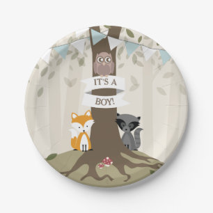 Het bos Baby shower van de Jongen Papieren Bordje