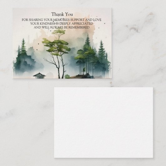 Het bos bedankt notitiekaartje (Voorkant / Achterkant)