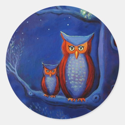 "Het bos bij nacht" Uil kunst stickers (Voorkant)