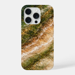 Het bos-geïnspireerde marmer met gouden aders iPhone 15 pro case