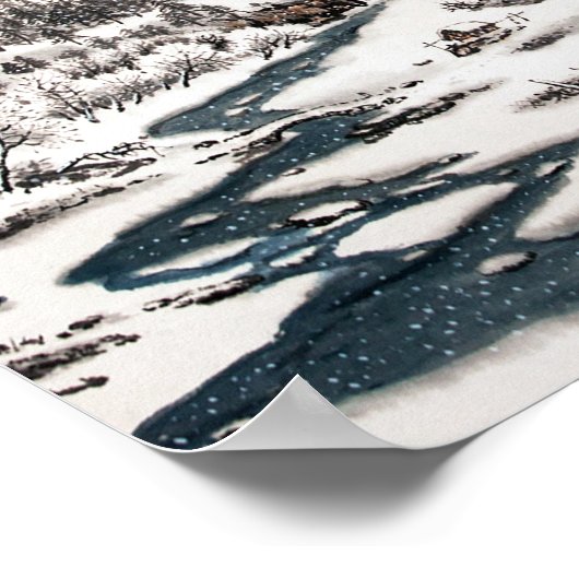 Het bos in sneeuw, Chinees Poster voor schilderen (Hoek)