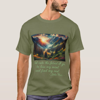 "...het bos in waar ik ga..." Mannen John Muir quo T-shirt