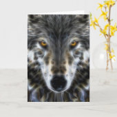 Het bos Inspirerend Portret van de Wolf Kaart (Gele Bloem)